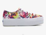 schoenen Keds driedubbele aquarel gebloemde sneaker wit paars vrouwen 86BZ162