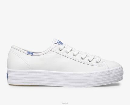 schoenen Keds driedubbele leren sneaker wit vrouwen 86BZ134