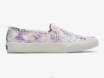 schoenen Keds dubbeldekker canvas aquarel bloemenprint slip op sneaker grijs paars vrouwen 86BZ64