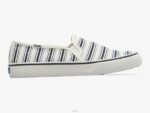 schoenen Keds dubbeldekker canvas gestreepte instapsneaker witte marine vrouwen 86BZ67