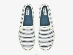 schoenen Keds dubbeldekker canvas gestreepte instapsneaker witte marine vrouwen 86BZ67 - Image 3