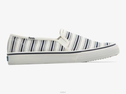 schoenen Keds dubbeldekker canvas gestreepte instapsneaker witte marine vrouwen 86BZ67