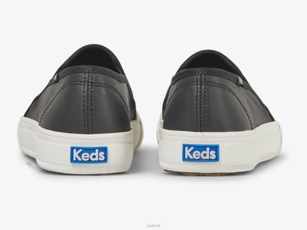 schoenen Keds dubbeldekker reliëf lederen slip op sneaker zwart vrouwen 86BZ24 - Image 2