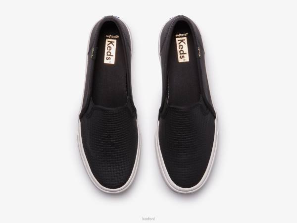 schoenen Keds dubbeldekker reliëf lederen slip op sneaker zwart vrouwen 86BZ24 - Image 3
