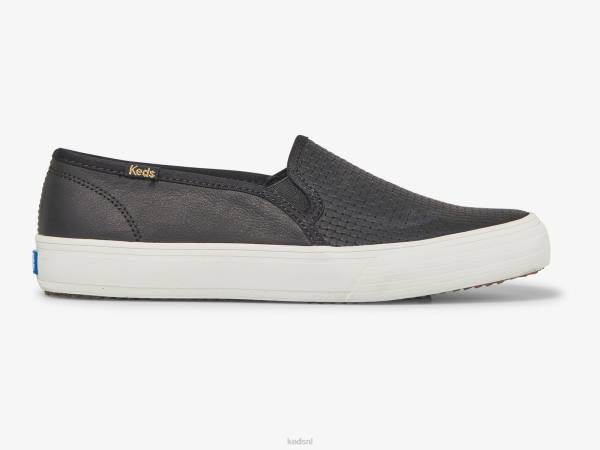 schoenen_keds_dubbeldekker_relief_lederen_slip_op_sneaker_zwart_vrouwen_86bz24.jpg schoenen Keds dubbeldekker reliëf lederen slip op sneaker zwart vrouwen 86BZ24 - Image 1