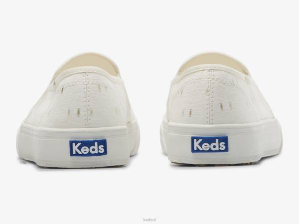 schoenen Keds dubbeldekker textiel slip op sneaker gebroken wit goud vrouwen 86BZ70 - Image 2
