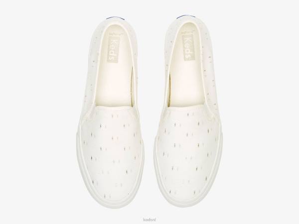 schoenen Keds dubbeldekker textiel slip op sneaker gebroken wit goud vrouwen 86BZ70 - Image 3