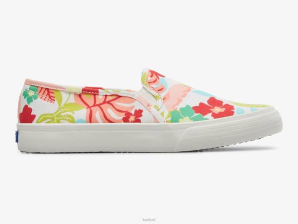 schoenen Keds dubbeldekker tropische print slip op sneaker wit koraal vrouwen 86BZ13 - Image 1