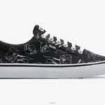 schoenen Keds jump kick canvas handgetekende bloemensneaker zwart wit vrouwen 86BZ201
