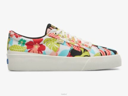 schoenen Keds jump kick duo tropische print sneaker zwart koraal vrouwen 86BZ156