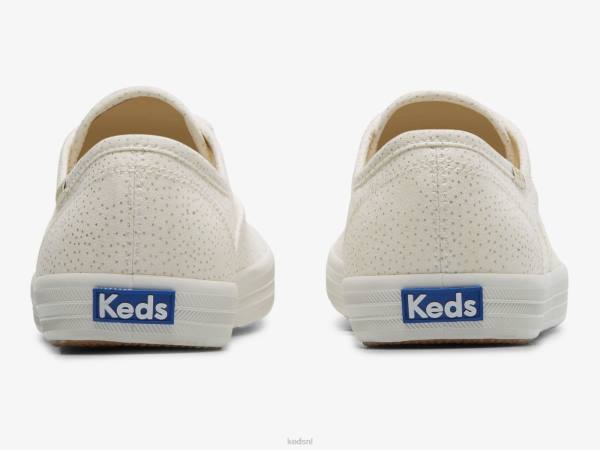 schoenen Keds kampioen canvas sneaker met stippenprint wit goud vrouwen 86BZ209 - Image 2