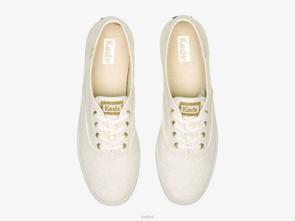 schoenen Keds kampioen canvas sneaker met stippenprint wit goud vrouwen 86BZ209 - Image 3