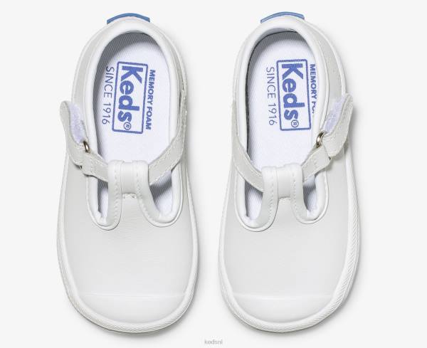 schoenen Keds kampioen neus t-strap sneaker wit leer klein kind 86BZ232 - Image 3