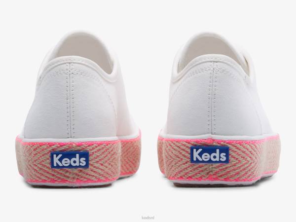 schoenen Keds triple kick canvas jute foxing sneaker wit neonroze vrouwen 86BZ167 - Image 2
