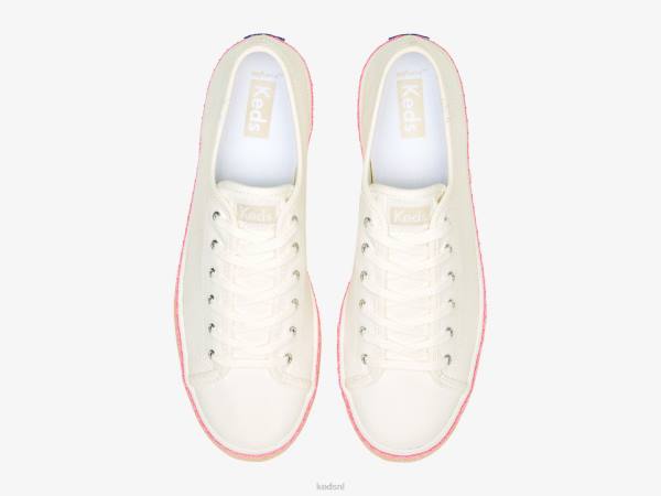 schoenen Keds triple kick canvas jute foxing sneaker wit neonroze vrouwen 86BZ167 - Image 3