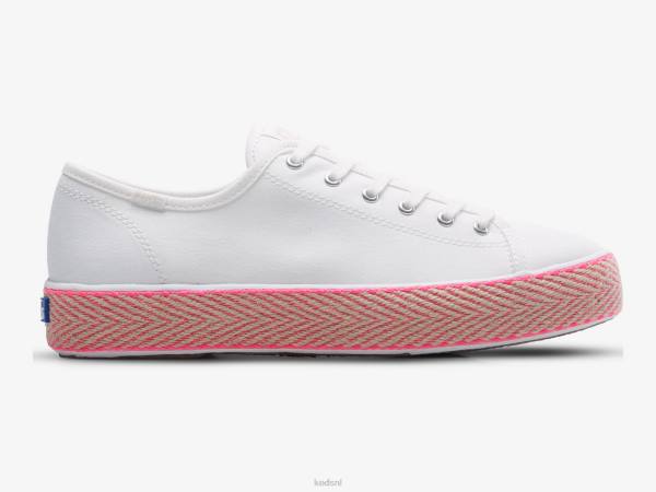 schoenen Keds triple kick canvas jute foxing sneaker wit neonroze vrouwen 86BZ167 - Image 1