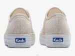 schoenen Keds triple kick canvas lijnen print sneaker bruin zilver vrouwen 86BZ176 - Image 2