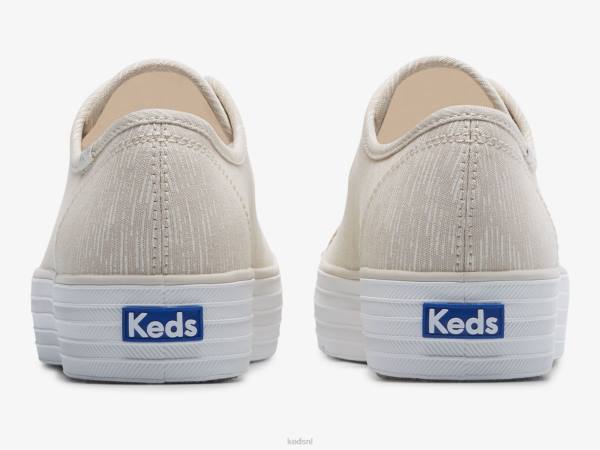 schoenen Keds triple kick canvas lijnen print sneaker bruin zilver vrouwen 86BZ176 - Image 2