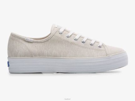 schoenen Keds triple kick canvas lijnen print sneaker bruin zilver vrouwen 86BZ176