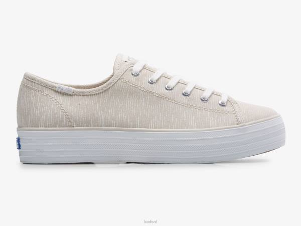schoenen Keds triple kick canvas lijnen print sneaker bruin zilver vrouwen 86BZ176 - Image 1