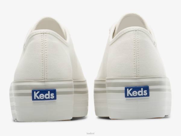 schoenen Keds triple up canvas foxing gestreepte sneaker wit grijs vrouwen 86BZ183 - Image 2