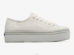 schoenen Keds triple up canvas foxing gestreepte sneaker wit grijs vrouwen 86BZ183