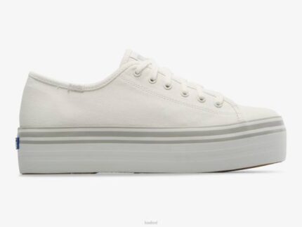 schoenen Keds triple up canvas foxing gestreepte sneaker wit grijs vrouwen 86BZ183