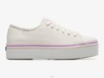 schoenen Keds triple up canvas foxing gestreepte sneaker witte lila vrouwen 86BZ184