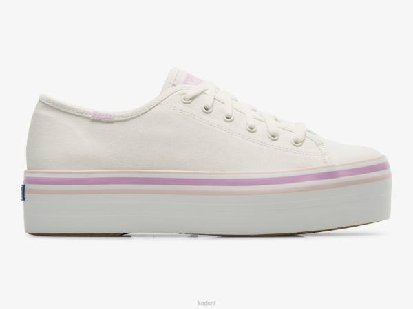 schoenen Keds triple up canvas foxing gestreepte sneaker witte lila vrouwen 86BZ184 - Image 1