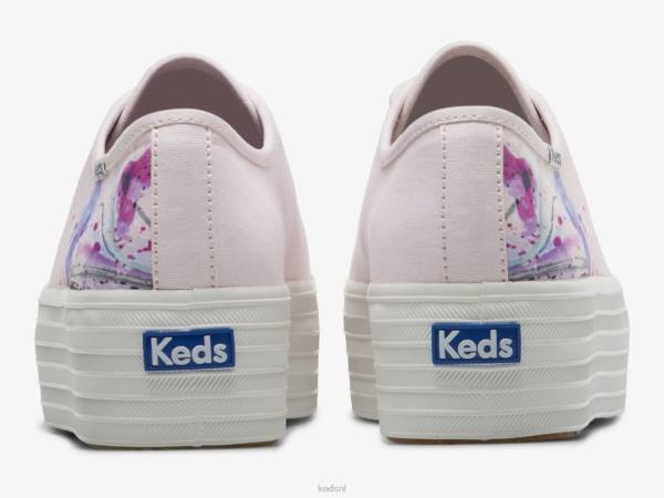 schoenen Keds triple up canvas schilderkunstige gebloemde sneaker lichtroze vrouwen 86BZ160 - Image 2