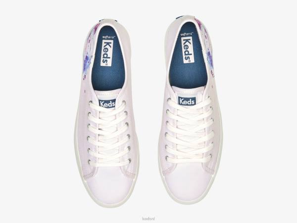 schoenen Keds triple up canvas schilderkunstige gebloemde sneaker lichtroze vrouwen 86BZ160 - Image 3