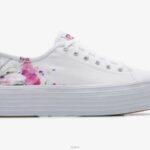 schoenen Keds triple up canvas schilderkunstige gebloemde sneaker wit roze vrouwen 86BZ161