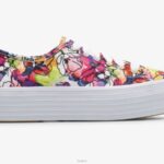 schoenen Keds driedubbele aquarel gebloemde sneaker wit paars vrouwen 86BZ162