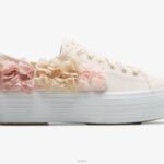schoenen Keds driedubbele feestelijke sneaker met bloemenappliqué roze vrouwen 86BZ210