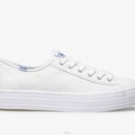 schoenen Keds driedubbele leren sneaker wit vrouwen 86BZ134