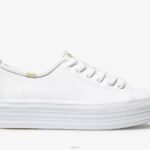 schoenen Keds driedubbele leren sneaker wit vrouwen 86BZ90