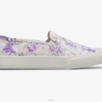 schoenen Keds dubbeldekker canvas aquarel bloemenprint slip op sneaker grijs paars vrouwen 86BZ64