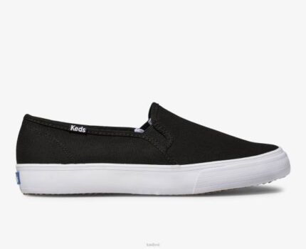 schoenen Keds dubbeldekker canvas slip op sneaker zwart vrouwen 86BZ1