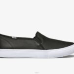 schoenen Keds dubbeldekker lederen instapsneaker zwart vrouwen 86BZ27