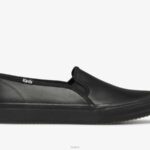 schoenen Keds dubbeldekker lederen instapsneaker zwart vrouwen 86BZ29