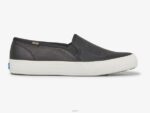 schoenen Keds dubbeldekker reliëf lederen slip op sneaker zwart vrouwen 86BZ24