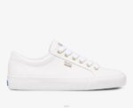 schoenen Keds jump-kick leren sneaker wit goud vrouwen 86BZ84