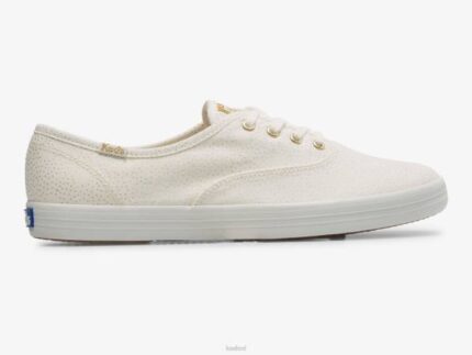 schoenen Keds kampioen canvas sneaker met stippenprint wit goud vrouwen 86BZ209