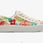 schoenen Keds triple kick sneaker met tropisch borduursel wit koraal vrouwen 86BZ152